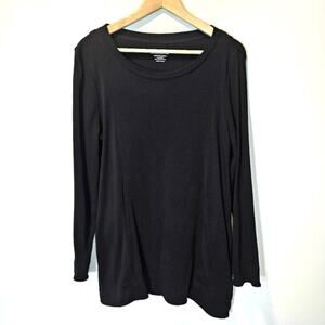 Chico's Ultimate Tunic Pima Cotton Pocket Long Sleeve Black Tee Medium